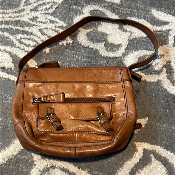 Fossil Brown Leather Shoulder Bag with Hobo Shape and Decorative Hardware vintag - Picture 1 of 9